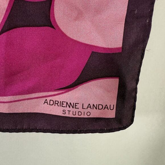 Adrienne Landau Studio Floral Scarf Bold Pink Purple Flowers 54"x11" Floral - Picture 2 of 9